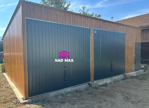 Blechgarage 8x6x3m holzoptik - 8x6x3m,